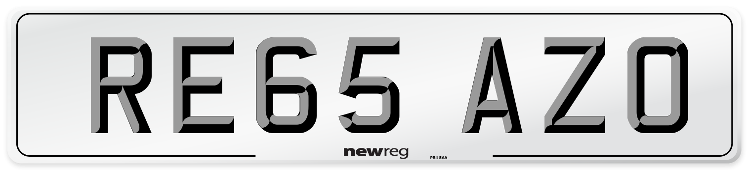RE65 AZO Number Plate from New Reg